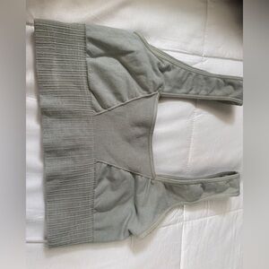 Free People Gray Ribbed Sports Bra